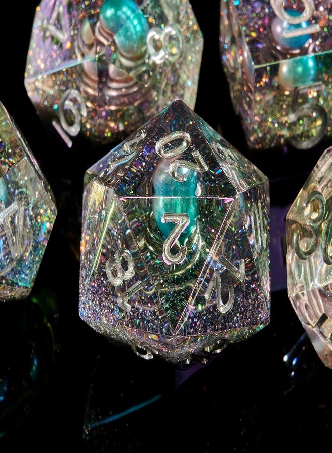 FugaCity DND Dice Set,Liquid Core Handmade Sharp Edge 7 Piece Resin Dice-Dungeons and Dragons Polyhedral Dice Set, D&D Dice Set with Gift Dice Case for RPG MTG Table Games （ - Image 4